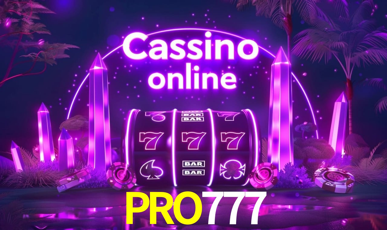 Escena dinámica inspirada en casino con iluminación PRO777, cartas, fichas e íconos de juegos digitales en un espacio moderno de juegos.
